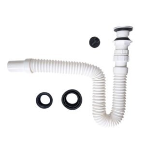 TRAMPA CORRUGADA BLANCA C/DESAGUE PUSH CROMADO