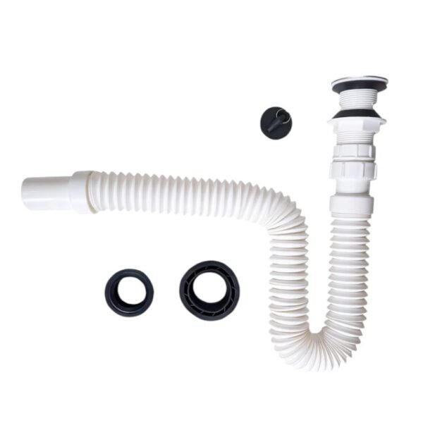 TRAMPA CORRUGADA BLANCA C/DESAGUE PUSH CROMADO