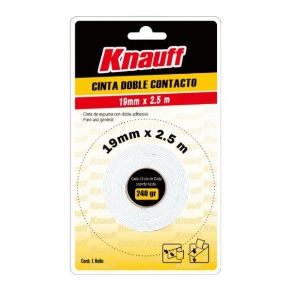 CINTA DOBLE CONTACTO 19MM X 2.5M