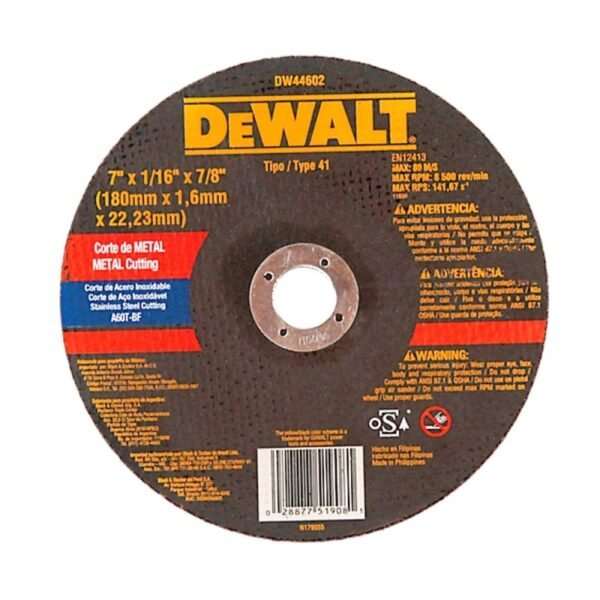 DISCO CORTE METAL 7"X1/16" DW44602