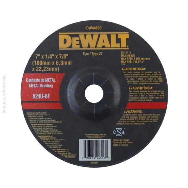 DISCO DESBASTE METAL 7"X1/4" DW44580
