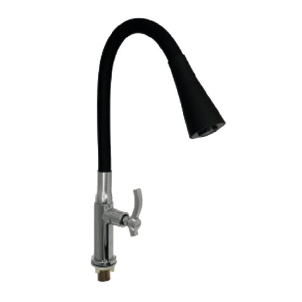 LLAVE COCINA FLEXIBLE P/MUEBLE TIPO GANZO NEGRO ALETA 103214