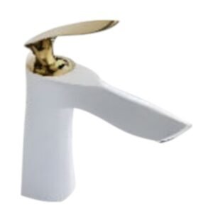 MEZCLADORA LAVATORIO BAJO BLANCO DORADO TIPO HOJA 9946WK