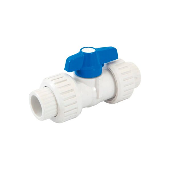 LLAVE ESFERICA PVC 1/2" DOBLE UNION PESADA AZUL (BOLSA) AM-Z03