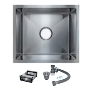 2153 LAVADERO 1P CUADRADO SATINADO C/BANDEJA REGULABLE 50X44X20CM (ACERO 201) 111171SAT