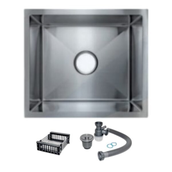 LAVADERO 1P CUADRADO SATINADO C/BANDEJA REGULABLE 50X44X20CM (ACERO 201) 111171SAT