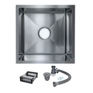 2154 LAVADERO 1P CUADRADO SATINADO C/BANDEJA REGULABLE 45X45X20 (ACERO 201) 111172SAT