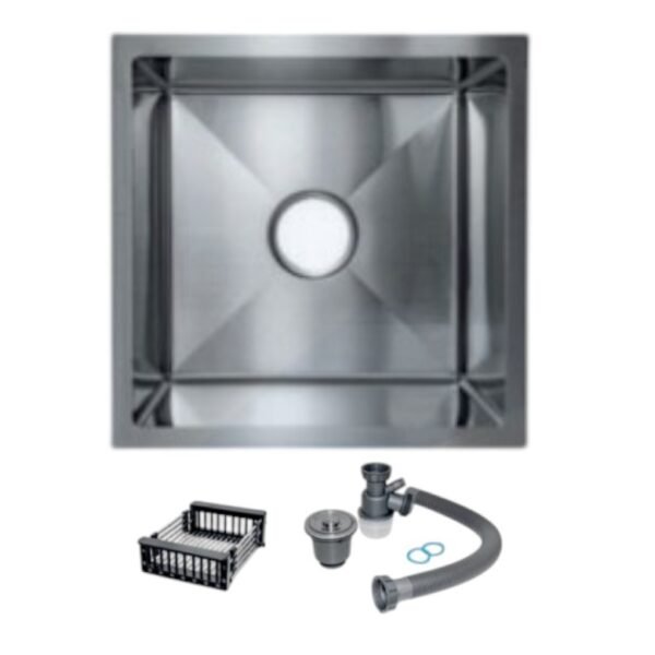 LAVADERO 1P CUADRADO SATINADO C/BANDEJA REGULABLE 45X45X20 (ACERO 201) 111172SAT