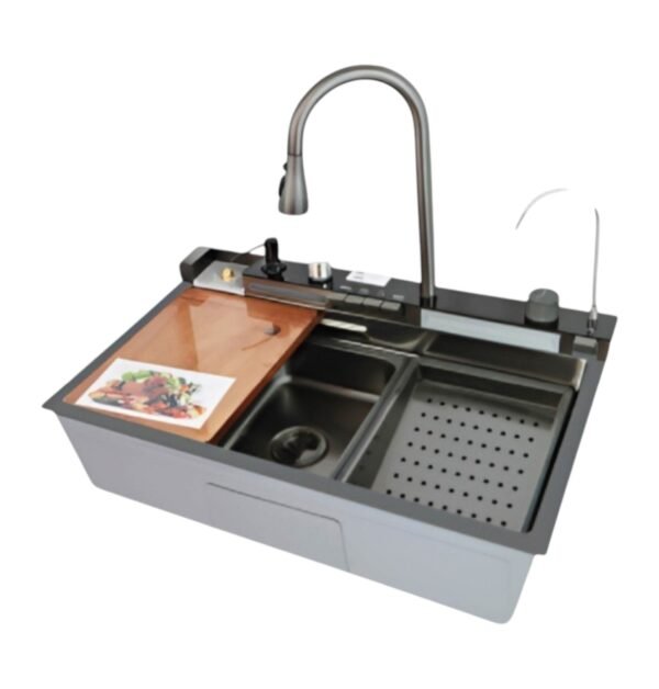 LAVADERO 1P RECTANGULAR NEGRO MULTIFUNCIONAL 75X46CM PIANO 5 TECLAS