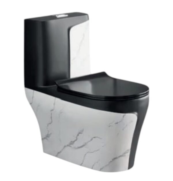 INODORO ONE PIECE NEGRO BRILLANTE + MARMOL OVALADO 690X380X750 ZT-S084-PR