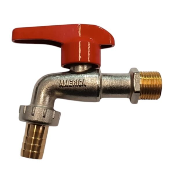 LLAVE JARDIN BRONCE/CROMADO M/CURVO ROJO AM-5110RO