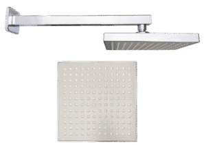 CABEZA DE DUCHA CUADRADA 8" GRIS + BRAZO MINIMALISTA 40CM CROMADO (PLANO) 2615