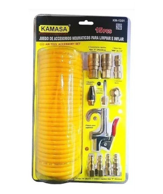 KIT ACCESORIOS P/COMPRESORA 15PZA KM1351