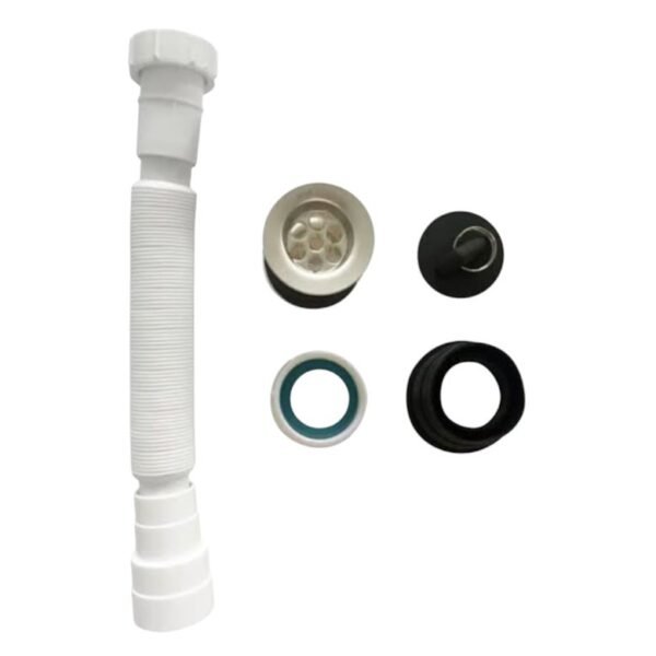 TRAMPA CORRUGADA BLANCA C/DESAGUE SIMPLE CROMADO 1-1/4" - 1-1/2"