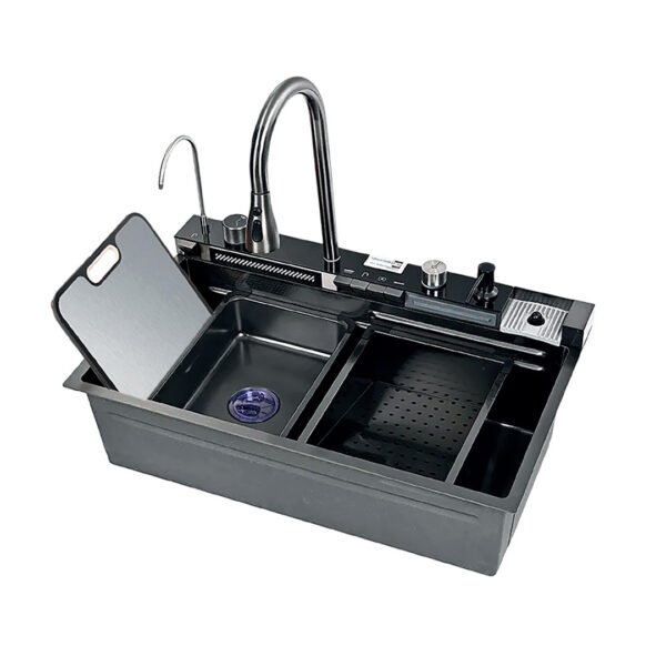 LAVADERO 1P RECTANGULAR NEGRO MULTIFUNCIONAL 5 TECLAS 75X46X22CM AB7546D-A-P-1