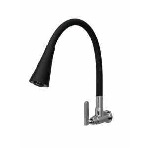 LLAVE DE COCINA PARA PARED FLEXIBLE TIPO GANZO NEGRO 103201