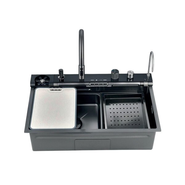 LAVADERO 1P RECTANGULAR NEGRO MULTIFUNCIONAL 7 TECLAS 75X46X22CM AB7546D-A-P-3