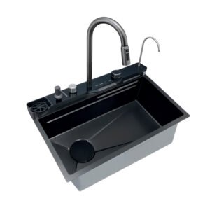 2178 LAVADERO 1P RECTANGULAR NEGRO MULTIFUNCIONAL DELUXE 5 TECLAS 75X46X22CM AB7546D-A-P-4