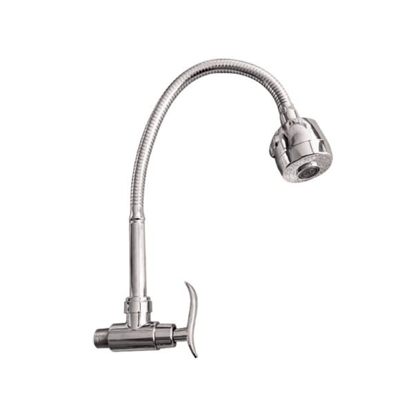 LLAVE COCINA FLEXIBLE P/PARED PESADO CROMADO ONDA 9652A-013A2-B18