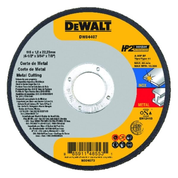 DISCO CORTE METAL 4-1/2" HP2 DW84407