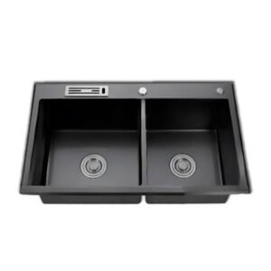 2580 LAVADERO 2P NEGRO C/BANDEJA REGULABLE 100X50CM 27-AC