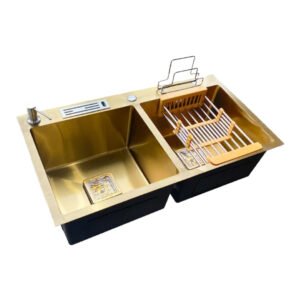 2581 LAVADERO 2P DORADO C/BANDEJA REGULABLE 100X50CM 28-AC