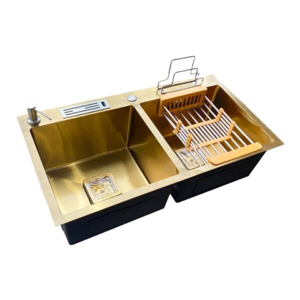 LAVADERO 2P DORADO C/BANDEJA REGULABLE 100X50CM 28-AC