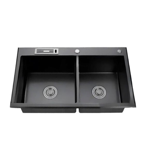 LAVADERO 2P SATINADO C/PORTACUCHILLO Y BANDEJA REGULABLE 82X45X23CM LM012