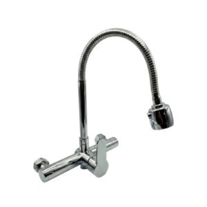 MEZCLADORA COCINA MONOCOMANDO P/PARED CROMADO DOBLE ENTRADA MINIMALISTA MCC-0P