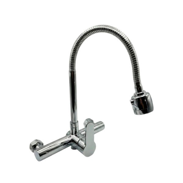 MEZCLADORA COCINA MONOCOMANDO P/PARED CROMADO DOBLE ENTRADA MINIMALISTA MCC-0P